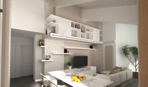 LIBRERIA SOGGIORNO CON ANTE VETRO SATINATO BIANCO.jpg